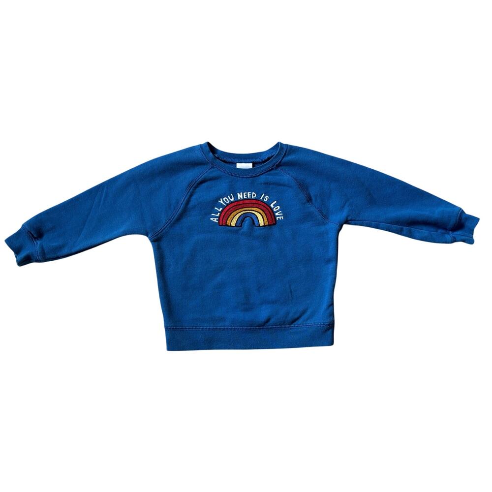 Hanna Andersson French Terry Blue Love Rainbow Sweatshirt Unisex Toddler Size 3 - Picture 4 of 9